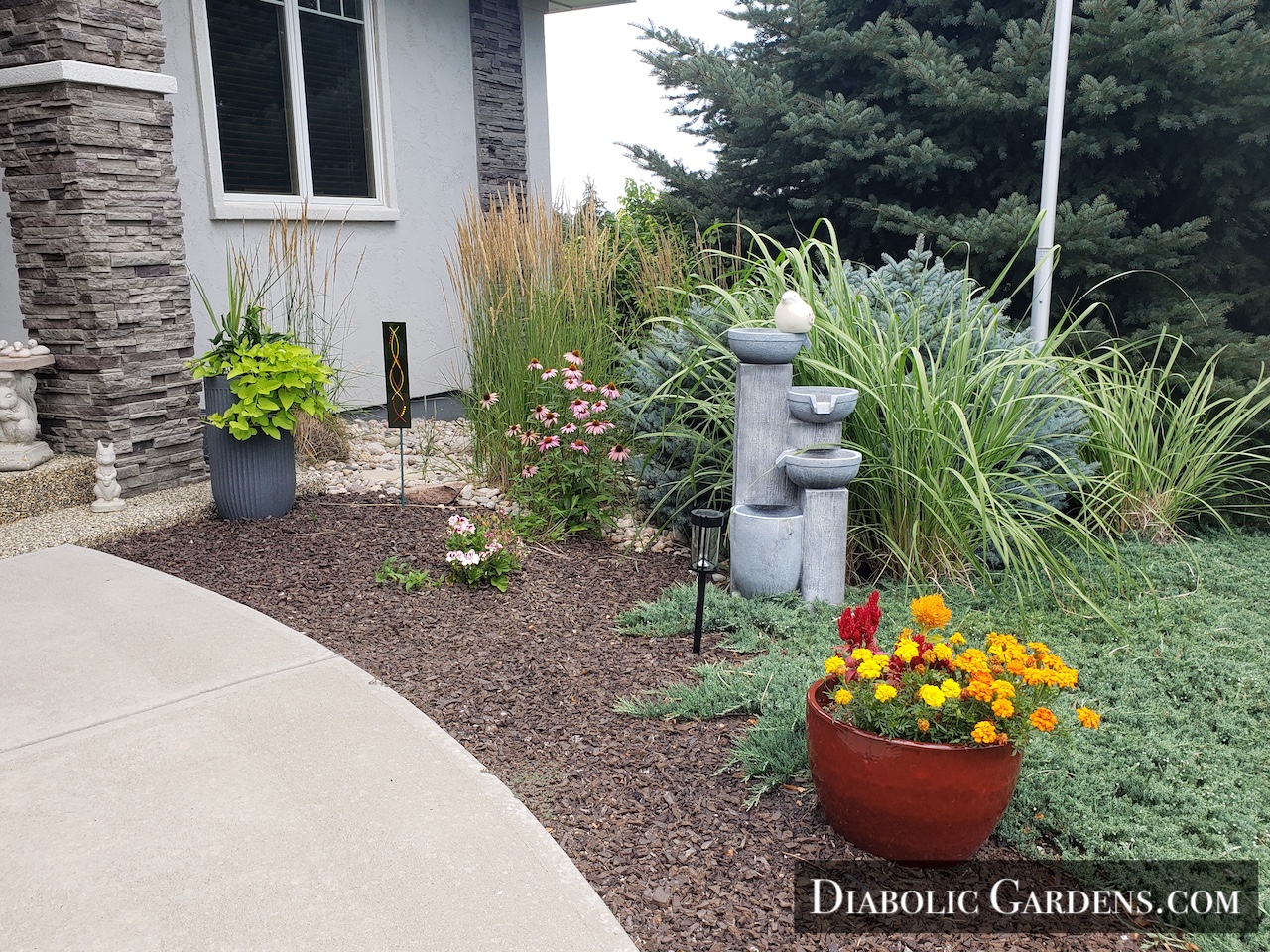 DGF Linda - cute landscaping north of walk path in front yard